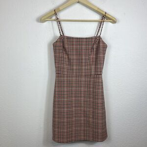 Aritzia Wilfred Size 4 Mini‎ Plaid Dress Spaghetti Strap Lined Preppy Pocket